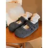 2026 Novos Sapatos Mary Jane Rasos de Velcro com Pelo Femininos Inverno Quentes Bico Redondo Altura Oculta para o Trabalho Sapatos Birkenstock