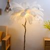Novo estilo nórdico todo o cobre pena lâmpada de pé casa moderna simples sala de estar quarto atmosfera criativa chão pena lâmpada