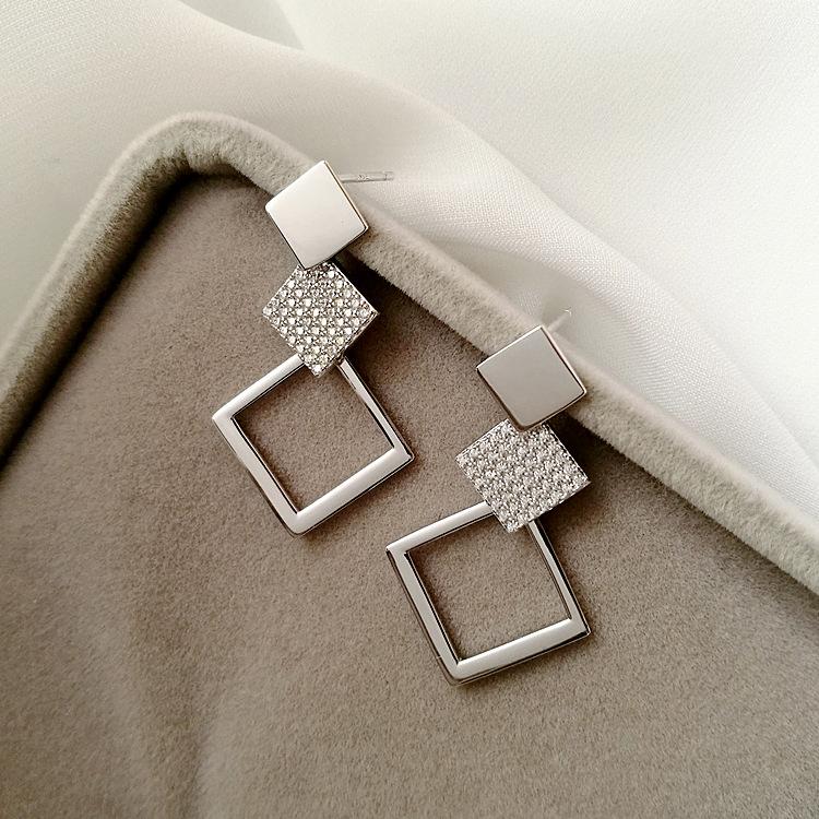 ED803371 3372圆形菱形耳环