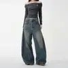 Jeans Retro Cool Americanos para Hombre Primavera y Otoño Nuevo Diseño de Nicho Pantalones Cimitarra Sueltos de Pierna Ancha Pantalones Largos