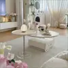 Conjunto de Mesa de Centro Redonda Creme Francês Sala de Estar Casa Mesa de Centro de Acrílico Minimalista Moderno Mesa de Centro para Apartamento Pequeno Mesa Lateral