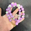 Pulsera de Tres Colores de Jade con Cuentas Redondas Violetas Multicolor, Pulsera y Collar de Múltiples Círculos, Alternativa al Jade, Piedra Preciosa y Cuarzo