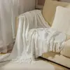 Manta tejida, manta de sofá, manta fina con borlas, manta para aire acondicionado de oficina, manta para ventana de mirador, manta para siesta de verano, manta pequeña