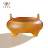 Tripé de queimador de incenso de esmalte colorido de três pernas para uso doméstico, estudo interno, porta-incenso, queimador de incenso de sândalo, Salão de Buda, ornamentos de artesanato para Buda