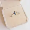Anillo de Plata de Ley con Cola de Delfín Azul Estilo Coreano para Mujer, Moderno y Delicado, Fresco Anillo de Amistad de Cuento de Hadas de Sirena