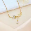 Nuevo Collar Transfronterizo con Diseño de Gota de Agua en Forma de Marqués, Accesorio de Collar de Lujo Ligero para Mujer, Diseño Simple y Único, Cadena para Clavícula que No se Desvanece