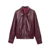 ZA AliExpress el más vendido transfronterizo estilo europeo y americano ropa de mujer al por mayor chaqueta de cuero con cremallera y solapa simple retro americano