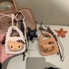 Bolso de peluche con colgante de gatito y estampado de leopardo para guardar auriculares KT, llavero, bolso para auriculares de otoño e invierno.