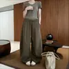 Pantalones deportivos de retazos con cordón y dobladillo curvo para mujer, nuevos pantalones de otoño de cintura alta de pierna ancha, holgados, adelgazantes, casuales, versátiles de pierna ancha