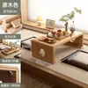 Mesa pequena de janela, mesa kang de madeira maciça, mesa de chá tatami, conjunto de três peças de mesa de centro, escrivaninha baixa para peitoril de janela, mesa kang de chão para quarto