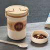 Taza de Sopa de Paja de Trigo al por Mayor 600ml Taza para Desayuno a Prueba de Fugas Recipiente de Plástico con Tapa a Presión para Sopa Tazón de Sopa Estilo Japonés Imprimible