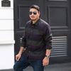 Camisa Masculina de Manga Longa Tamanho Grande Masculina Primavera e Outono Tamanho Plus Size Solta Tamanho Plus Size Camisa Básica Listrada para Homem Camisa da Moda para Homem Gordo
