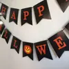 Bandeira de Fantasma e Abóbora de Halloween Decoração de Festa Feliz Halloween Letras Feliz Halloween Bandeira de Puxar
