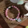 Nuevo Pulsera de Calabaza con Perlas Rosas, Artística, Elegante, Lujo Ligero, Joyería de Nicho, Pulsera de Diseño Retro Versátil