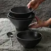 Tigela de Melamina Preta Kaiba para Macarrão Tigela de Plástico para Sopa Macarrão Ramen Arroz Macarrão Tigela Grande Especial de Loja de Macarrão Tigela Quente Picante Comercial