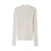 60 Peças Tricô de Lã Sem Costura Yangtze Worsted de Manga Longa Gola Alta para Mulheres no Outono e Inverno Cor Lisa Quente e Macio Camiseta Básica Waxy