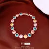 Pulseira com Fecho Redondo de Zircônia, Luxo Leve, Sensação de Alto Padrão, Pulseira Exquisita, Design de Nicho Versátil, Acessório de Mão Personalizado