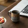 Caneca de Café Cerâmica Personalizada, Caneca Artesanal Retro com Arte em Leite, Caneca de Cerâmica Grossa Banhada a Ouro, Caneca Criativa para Presente