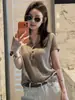 Conjunto Estilo Old Money Camiseta de Punto de Manga Corta con Cuello Polo para Mujer, Nuevo Modelo Verano 2026, Top Elegante de Alta Gama con Hombros Rectos