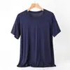 Camiseta de Manga Corta de Seda de Leche para Hombre Verano Delgada Color Sólido Sudadera Talla Grande Holgada Sudadera Exterior de Media Manga Top
