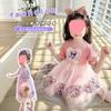Vestido Cartoon Estilo Coreano para Bebê Menina Verão Infantil Novo Estilo Fada Kulomi Gola Redonda Vestido Princesa Tendência