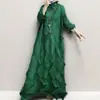 Vestido plissado irregular Feminino Longo de alta qualidade Transfronteiriço Europeu e Americano Comércio Exterior Feminino Solto plus size Saia Primavera e Outono
