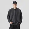 Novo suéter masculino de outono e primavera, estilo retrô e casual, tricô pesado, versátil, gola Henley estilo americano, camada base quente