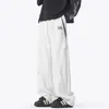 Calça de Moletom Esportiva Color-Blocking Tendência Estilo Americano com Barra Curva para Homens, Calça Casual Solta de Perna Reta para Outono para Adolescentes