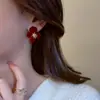 Pendientes de Flor de Terciopelo Rojo para Mujer 2026 Nuevo Estilo Pendientes de Lujo Ligero de Gama Alta con Temperamento Elegante y Estiloso, Pendientes Versátiles para Otoño e Invierno