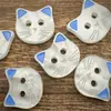 Botón de Gatito Lindo Dibujo Animado Animal Azul Bebé Niños Suéter para Bebé Cárdigan Botón Accesorios Hechos a Mano Hebilla Decorativa