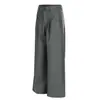 Y6041 High Street Estilo Americano Unissex Vintage Cor Sólida Design Desconstruído Plissado Calças Masculinas Street Style Corte Amplo