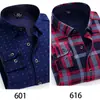Camisa cálida al por mayor para hombres de mediana edad y mayores, top de otoño e invierno, papá, forro polar, gruesa, a cuadros, manga larga