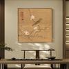 Pintura colgante de salón de té de estilo chino, pintura decorativa de estudio, pintura china con flores y pájaros, sala de estar, cultura del té, mural zen, pintura cuadrada para pasillo