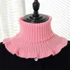 Bufanda de cuello falso otoño e invierno protección para el cuello bufanda cálida para mujer top de alta calidad versátil cuello alto medio conjunto de cuello de punto de lana cuello