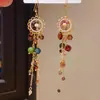 Pendientes Retro Accesibles de Lujo con Cristal de Zirconia en Forma de Flor, Borla Colorida, Gancho para Oreja, Estilo Étnico, Nicho, Elegantes, con Estilo, de Gama Alta