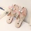 Pantuflas Casuales para Niñas con Lazo de Pedrería Verano 2025 Nuevas Sandalias de Suela Suave para Niñas Zapatos de Princesa con Punta de Perla