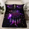 Atrapasueños Morado Misterioso Soñador Hermoso Sábana Ajustable Juego de Tres Piezas Impresión Digital Sábana Ajustable Transfronteriza Juego de Ropa de Cama