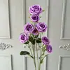 Flores artificiais: Rosa Princesa de 8 Cabeças para Casamentos, Flores Decorativas para Arranjos de Corredor de Casamento, Flores Artificiais para Decoração de Casa