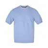 Ru Meng Marca Americana Moderna Nova Estilo Old Money Retrô Camiseta de Tricô Masculina Verão Falso Duas Peças Sensação Preguiçosa Relaxada Manga Curta