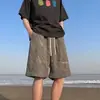 Nuevos Shorts Casuales Versátiles de Corduroy Rosa Bordado Estilo Comercio Exterior, Shorts Elegantes de Verano Estilo Japonés para Hombre