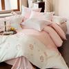 Conjunto de Quatro Peças de Algodão Bordado Fresco e Simples para Primavera e Verão, Capa de Edredom e Lençol de Algodão Puro, Roupa de Cama Nova de Luxo Leve e Sofisticada