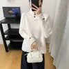 Estilo Coreano Simple Estilo Commuter Otoño e Invierno 2026 Nuevo Suéter de Punto Básico Abotonado de Cuello Alto Suéter Pulóver Holgado para Mujer Tendencia