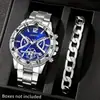 Pulseira de Relógio Masculino Popular Transfronteiriça Conjunto de 2 Peças Relógio de Pulso Masculino de Quartzo com Mostrador Grande de Alta Qualidade Conjunto para Venda por Atacado