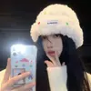 Gorro de Lana Abotonado de Dibujos Animados Colorido, Cálido de Felpa con Protección para Orejas para Mujer, Otoño e Invierno, Lindo y Versátil, Gorro Pequeño de Punto que Muestra el Rostro