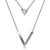 Set de Collar de Acero Inoxidable con Cadena para Clavícula, Triángulo Geométrico de Empalme Sencillo con Circonita Incrustada de 20 mm, Venta Caliente Transfronteriza Europea y Americana para Mujer
