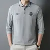 Camisa Polo de Manga Comprida Transfronteiriça para Homens Jovens e de Meia-Idade Camiseta de Manga Comprida Camisa Básica Novidades de Outono 2023 Tops Masculinos