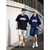 Camiseta de Algodón Pesado Estampado Sencillo Manga Corta Holgada Color Sólido para Hombre y Mujer Top de Moda Tendencia Camiseta Tendencia de Pareja