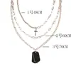 Cadena de clavícula multicapa estilo hip hop con personalidad europea y americana para hombres y mujeres, collar cruzado multicapa con cadena de lana.