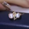 Acessórios DIY S925 prata esterlina pérola anel acessórios vazio suporte onda dupla conta anel suporte acessórios material 7-8