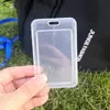 Funda Protectora para Tarjeta de Identificación Cáscara Dura Transparente Doble Cara Banco Tarjeta de PP con Correa Soporte para Tarjeta de Trabajo Tarjeta de Identificación Escolar Tarjeta de Comida